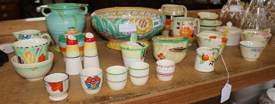 Charlotte Rhead bowl (a/f) & cruets etc